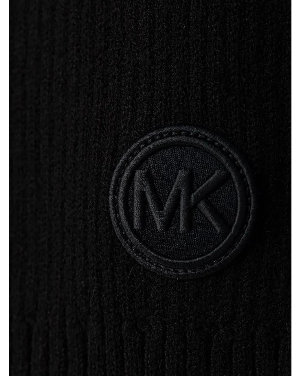 MICHAEL Michael Kors Ribbed-Knit Logo-Patch Scarf in Black | Lyst