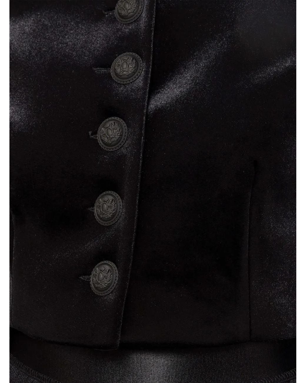 Nissa Black Cropped Velvet Jacket