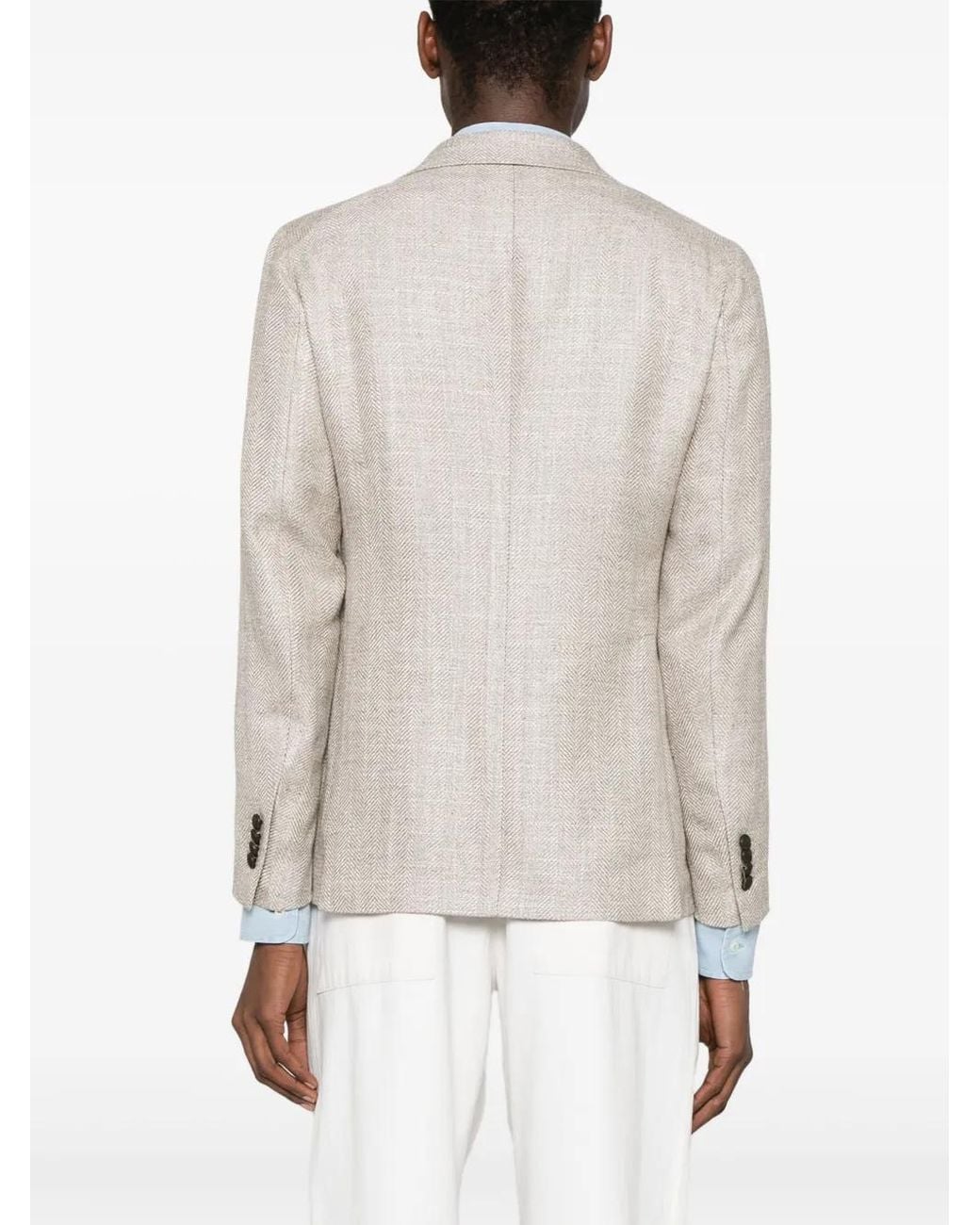 Tagliatore Natural Tailored Herringbone Blazer With Two-Button Closure for men