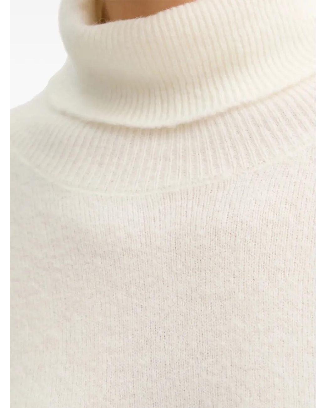 Benetton White Roll-Neck Knitted Sweater
