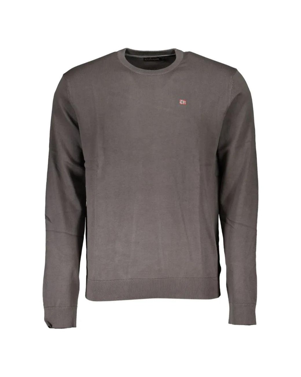 Napapijri Gray Logo-Patch Cotton Sweater for men