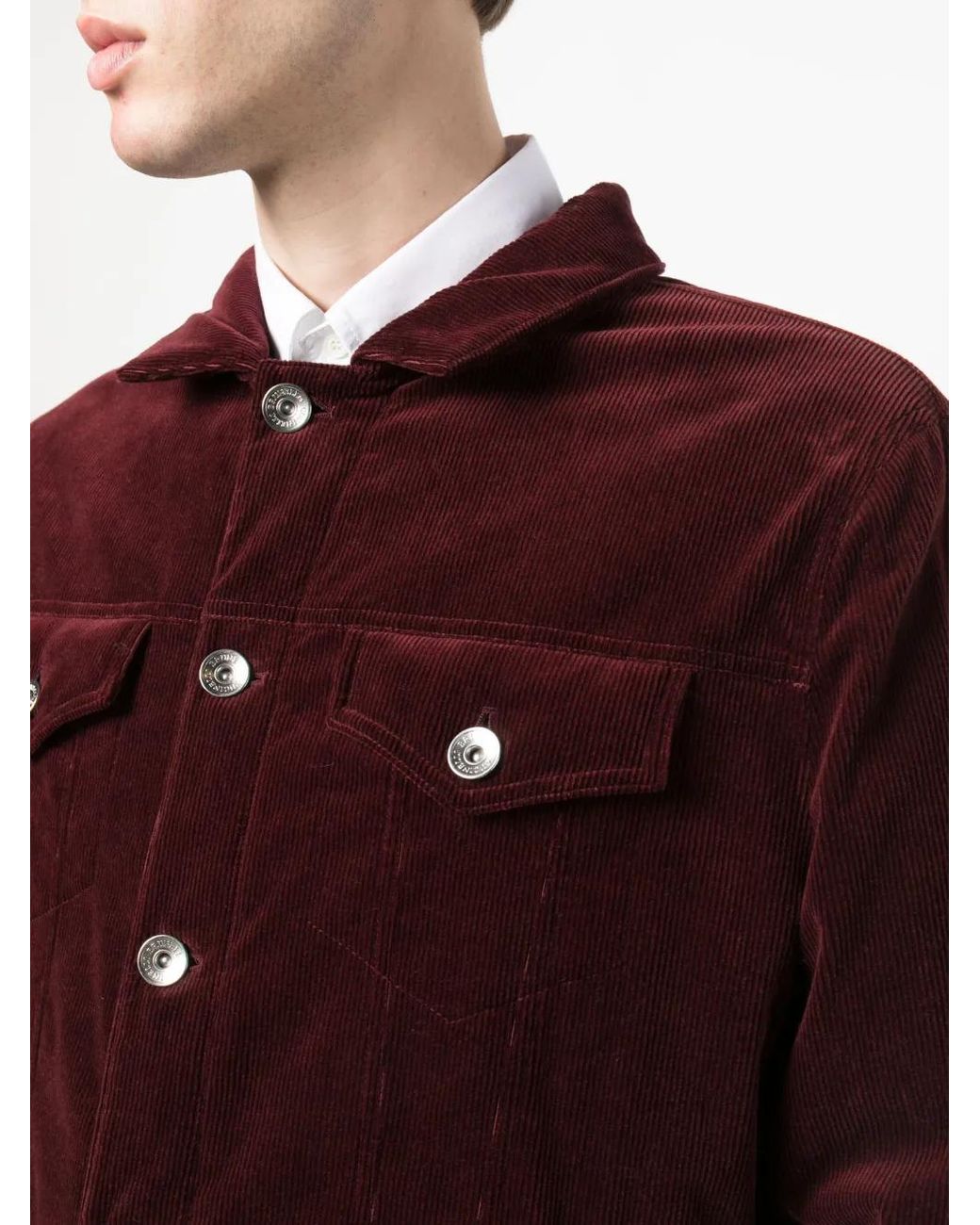Brunello Cucinelli Purple Corduroy Padded Shirt Jacket for men