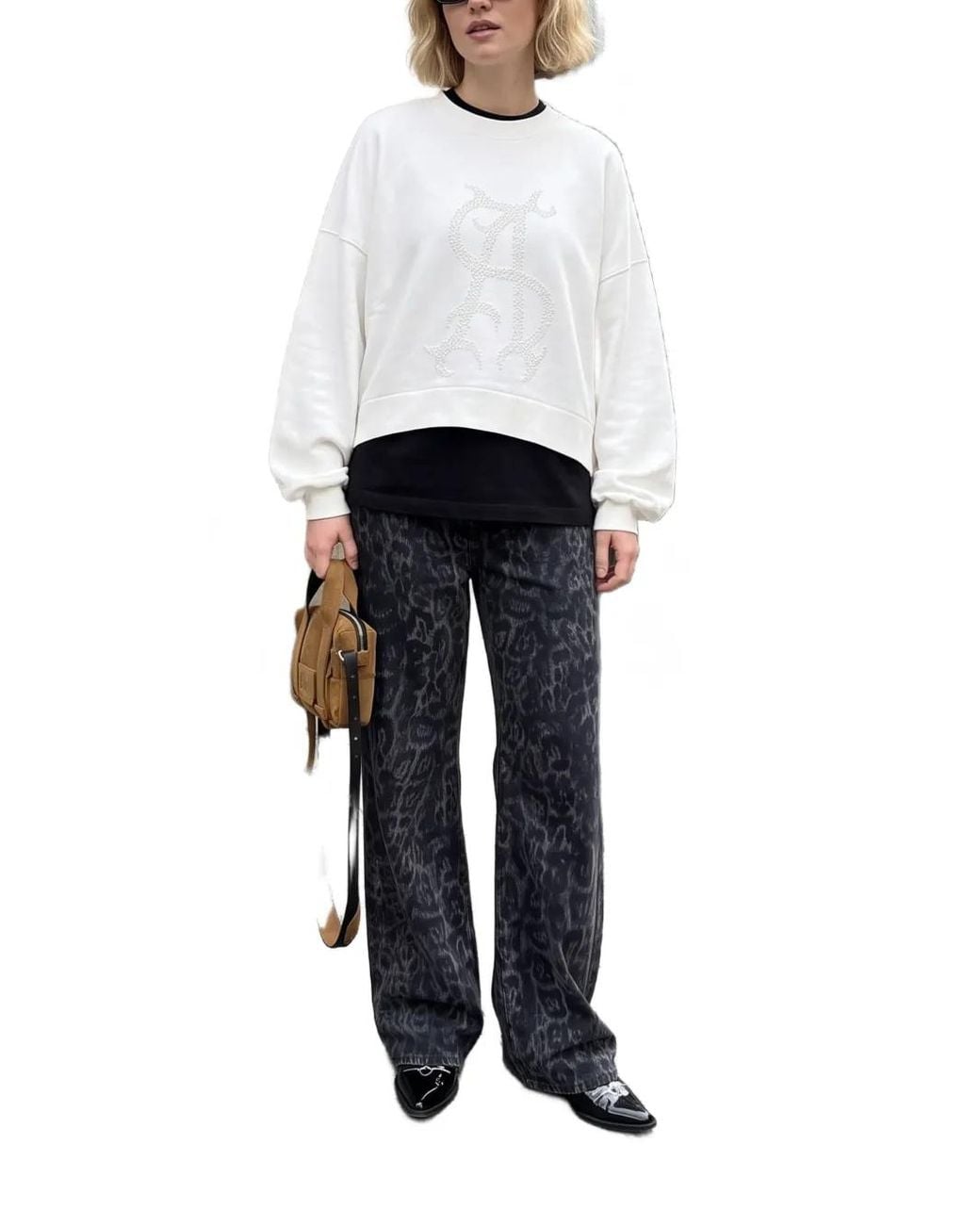 AllSaints White Bead-Embellished Sweatshirt