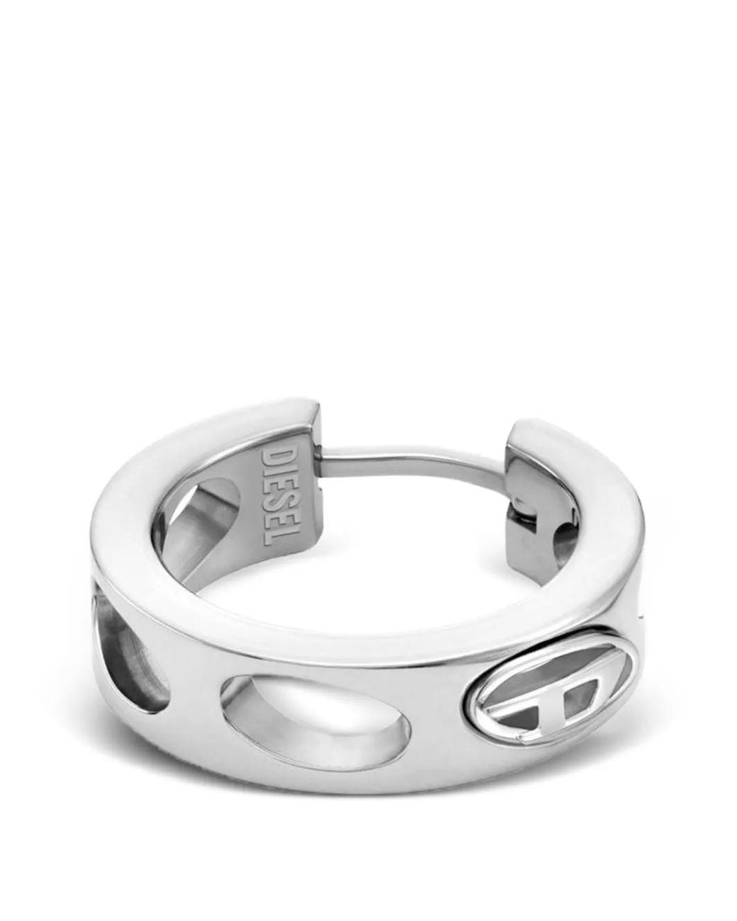 DIESEL White Stainless Steel Hoop Earring