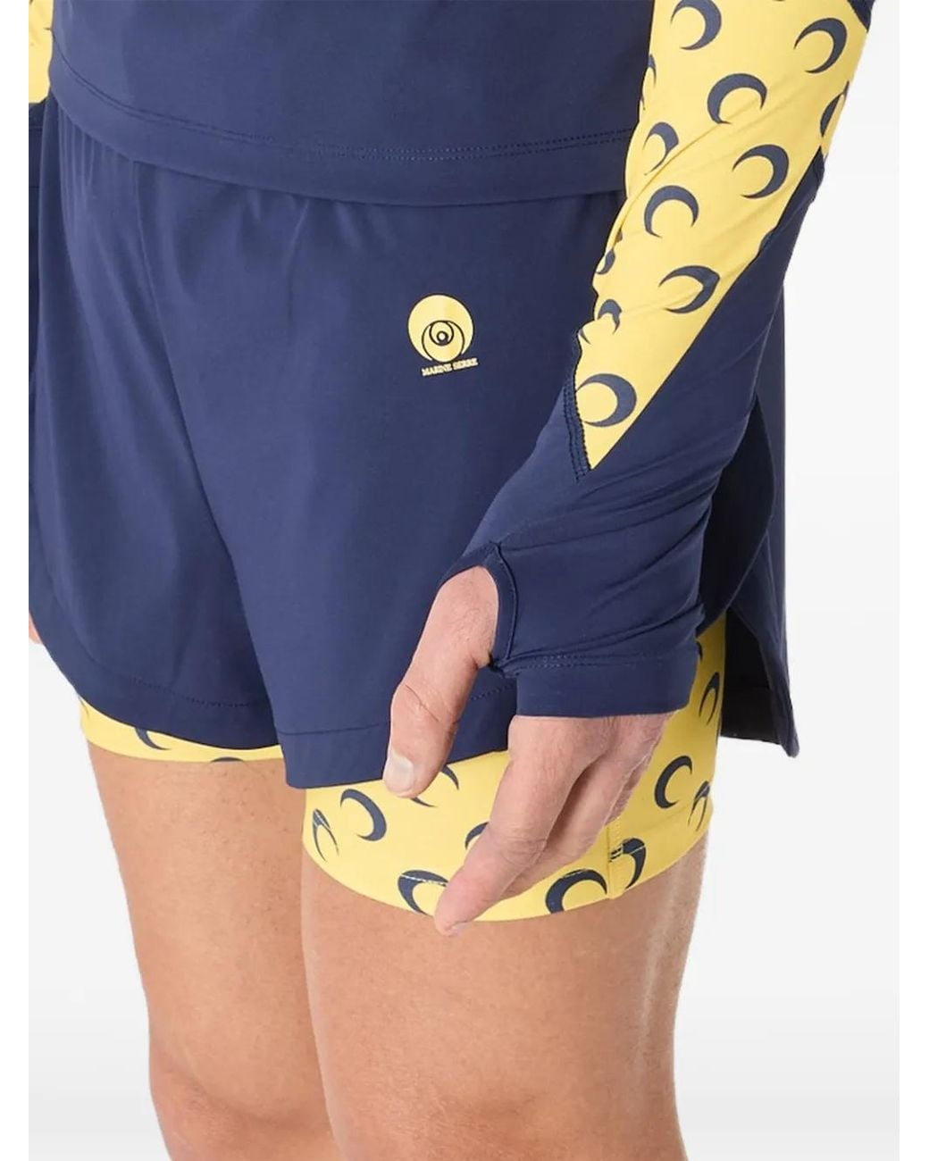 MARINE SERRE Blue Moon-Print Layered Shorts for men