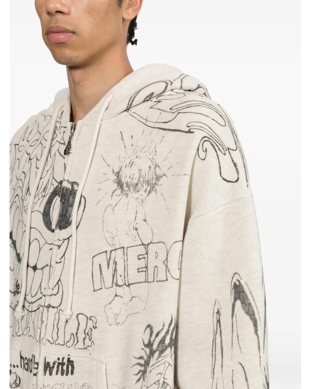 HELLSTAR White Graffiti-Print Zip-Up Hoodie for men