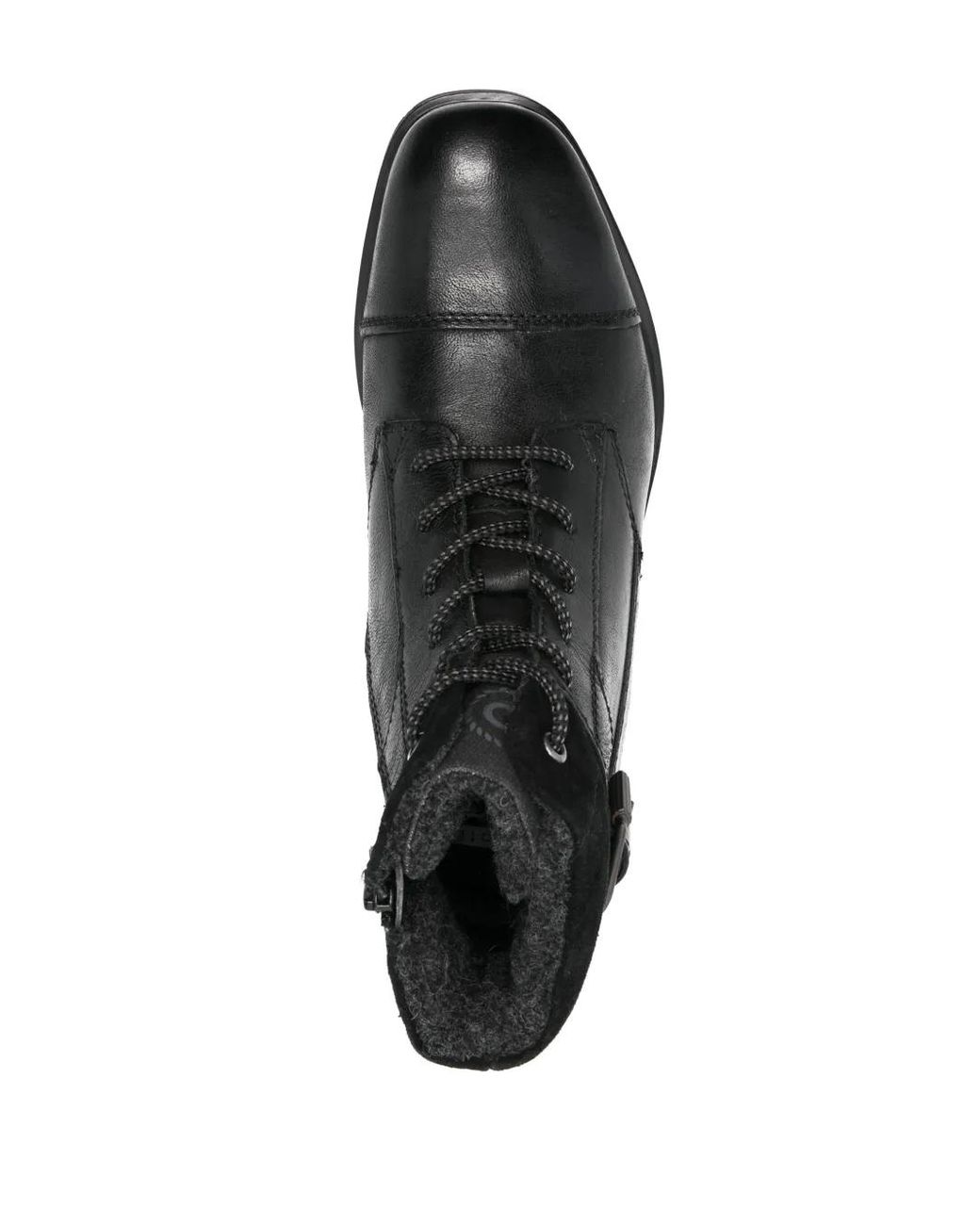 Bugatti Black Panelled Lace-Up Leather Ankle Boots for men