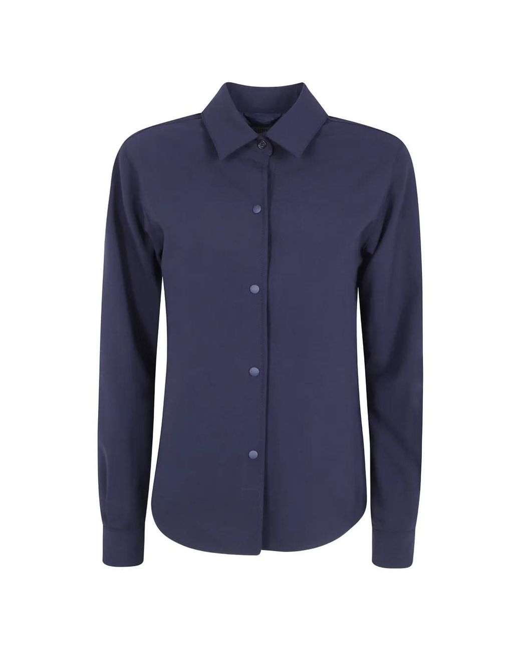 Aspesi Blue Glue Press-Stud Long-Sleeve Shirt