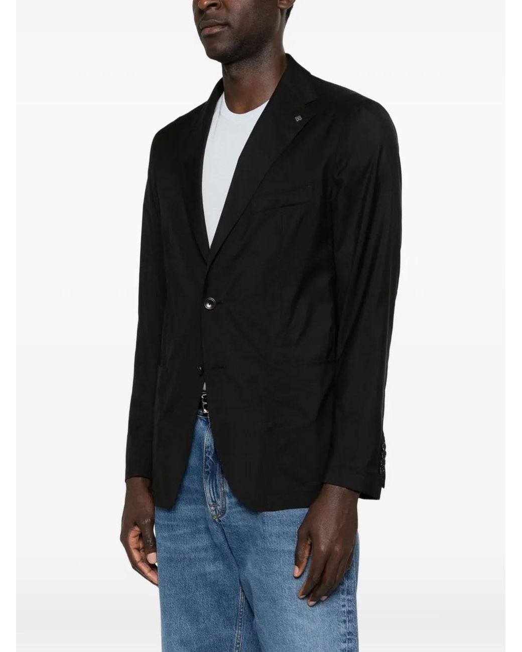 Tagliatore Black Button Single-Breasted Jacket for men