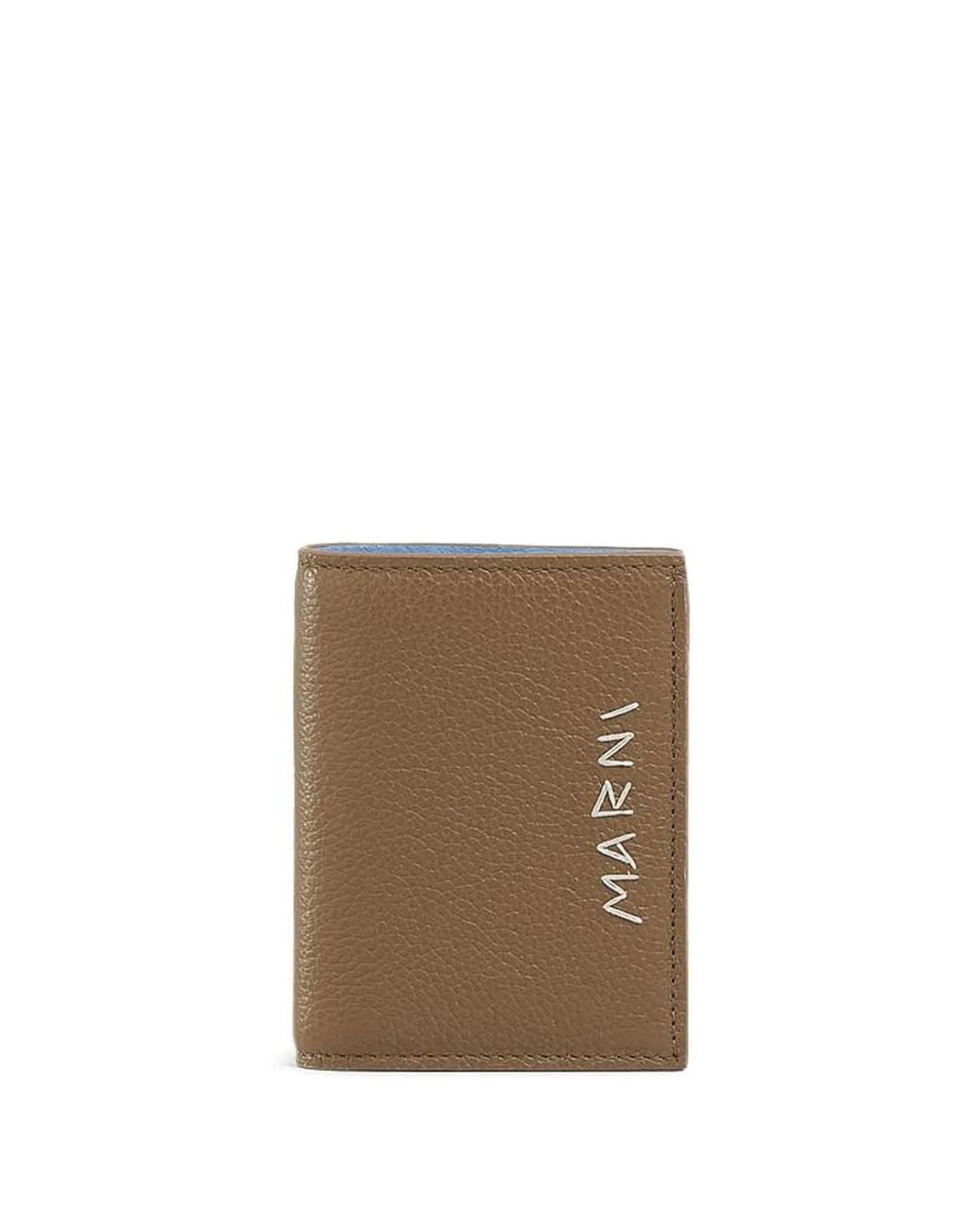 Marni Natural Leather Bifold Wallet With Mending-Embroidery for men