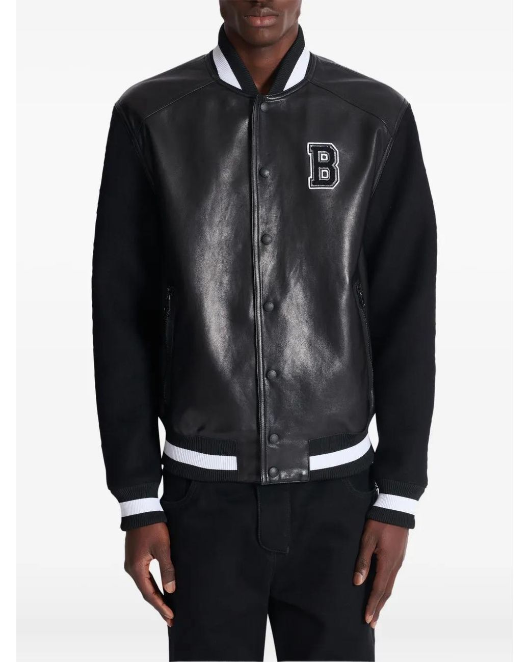 Balmain Varsity Bomber Jacket in het Black voor heren