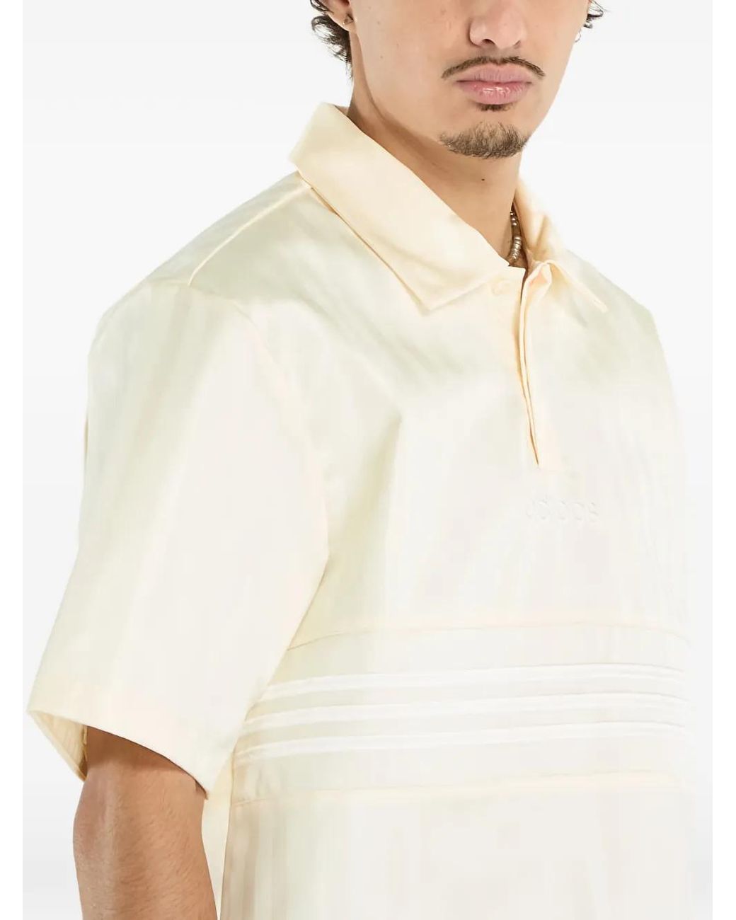 Adidas White Stripe-Detail Polo Shirt for men