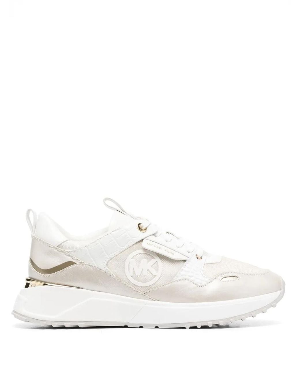 MICHAEL Michael Kors White Theo Metallic-effect Low-top Sneakers