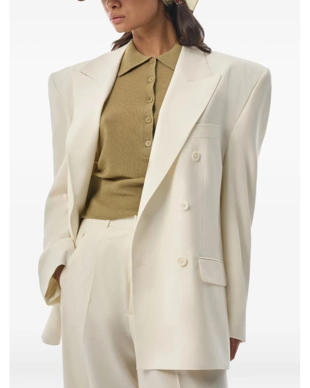 MEGUSTA White Oversized Double-Breasted Blazer