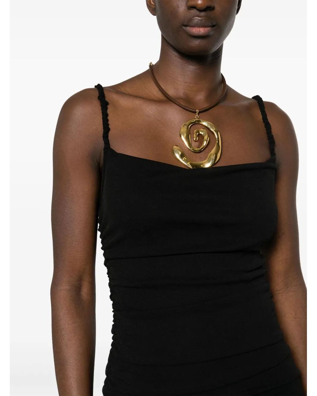 Nanushka Black Alexa Ruched Midi Dres