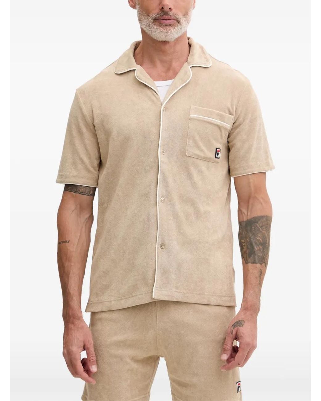 Fila Natural Empoli Piping-Detail Terry-Cloth Shirt for men