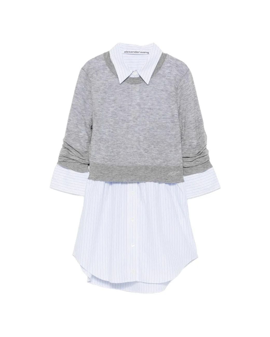 Alexander Wang White Layered-Design Logo-Embroidered Sweater