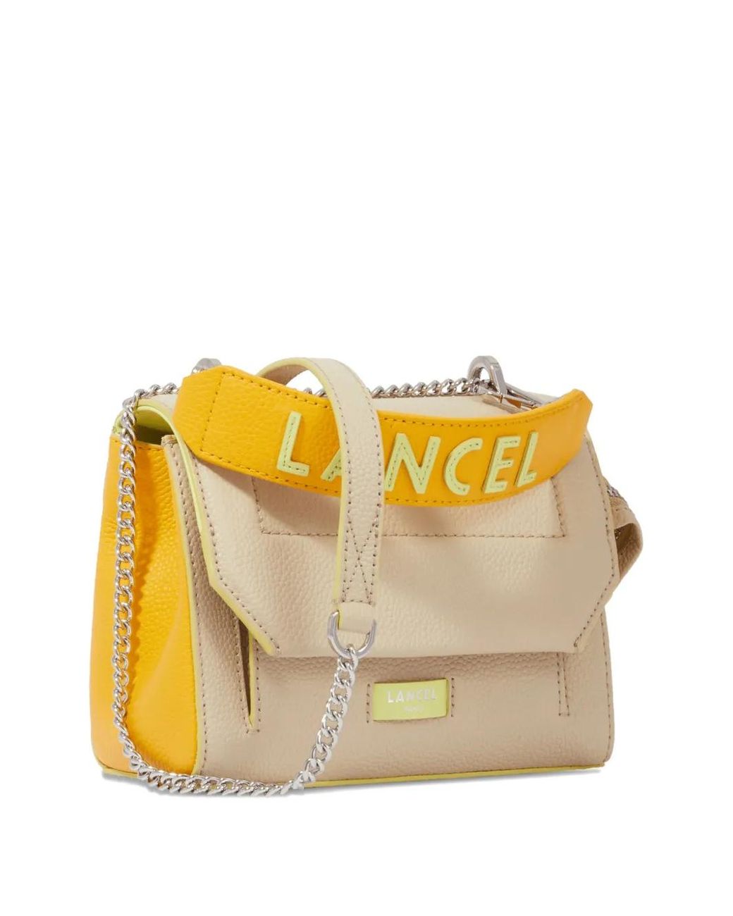 Lancel Yellow Grained Shoulder Bag