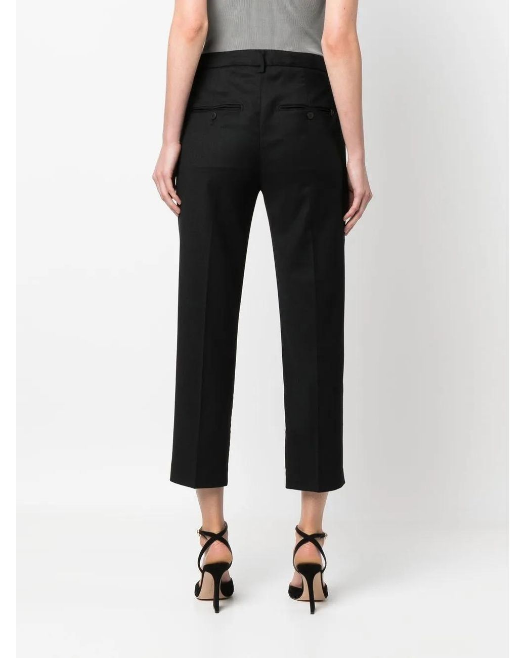 Dondup Black Low-Rise Tailored Cropped Trousers