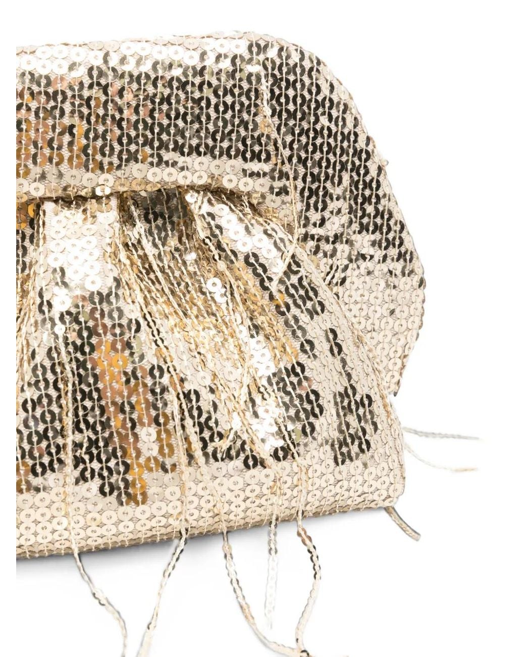 THEMOIRÈ Metallic Small Bios Sequin-Embellished Fringed Clutch Bag