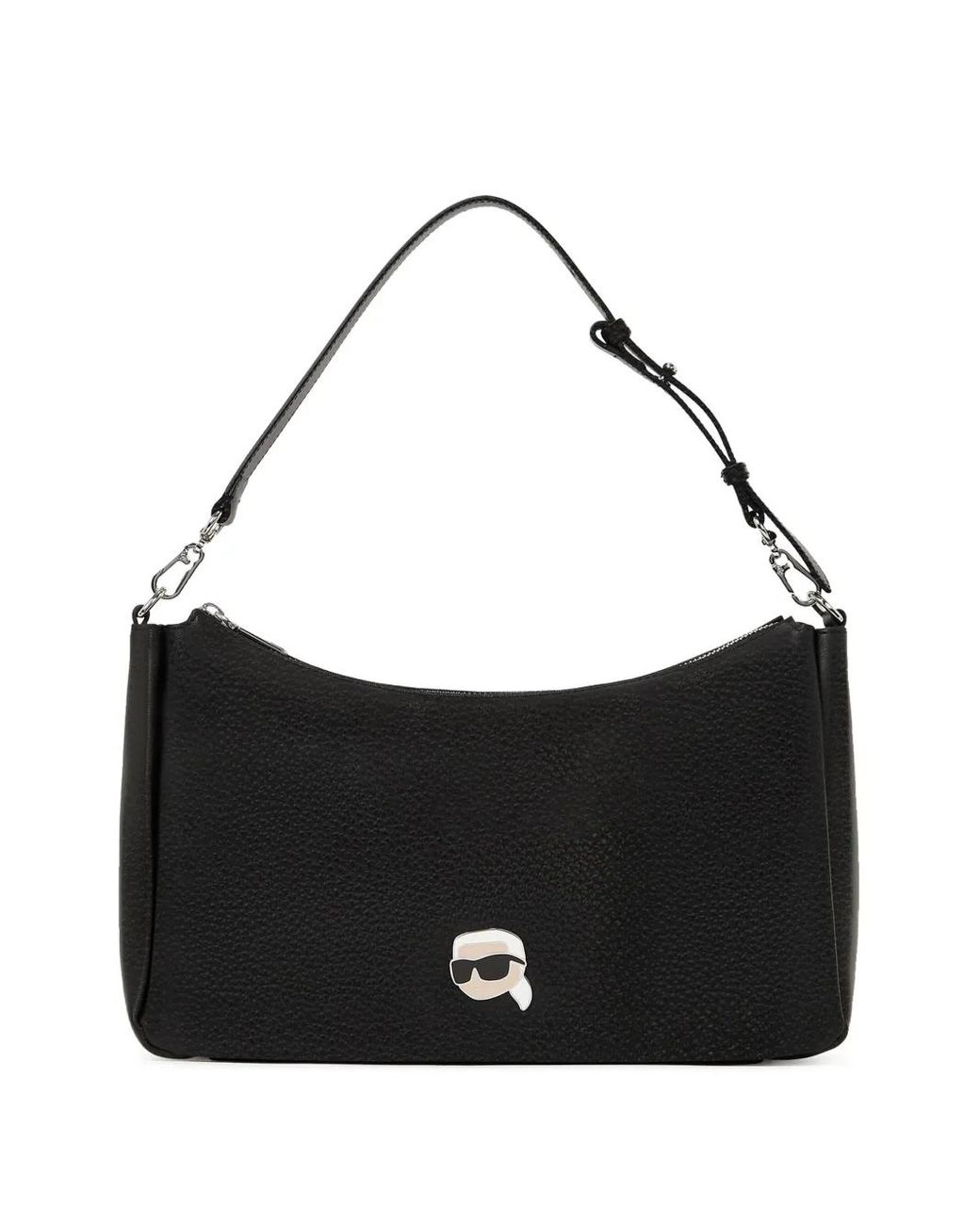 Karl Lagerfeld Black Ikon Pebbled Shoulder Bag