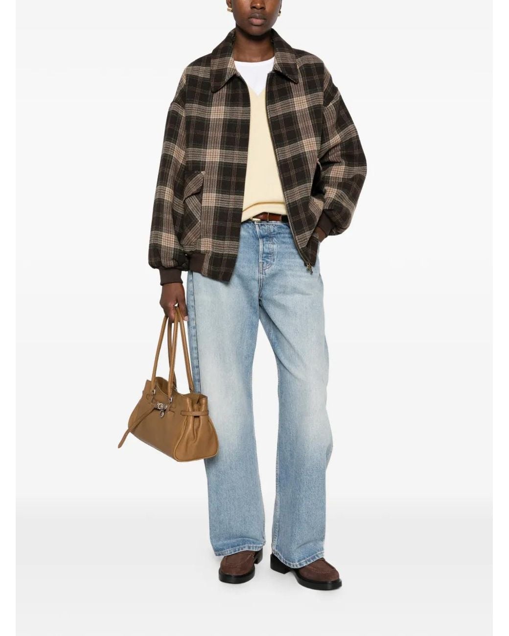 NINA 14.7 Blue Check Oversized Bomber Jacket