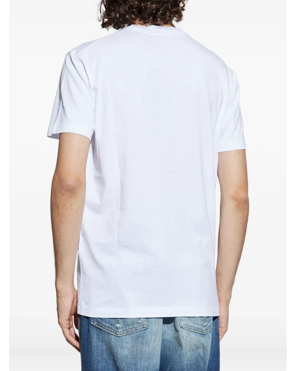 DSquared² White Circular-Print Crew-Neck T-Shirt for men