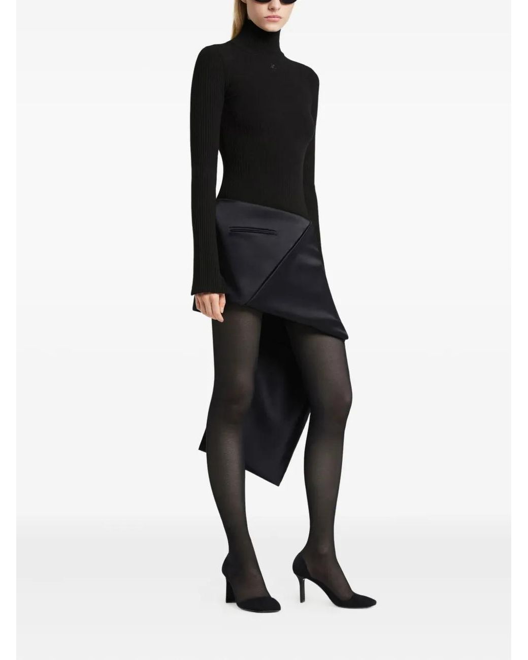 Courreges Black Ribbed Bodysuit