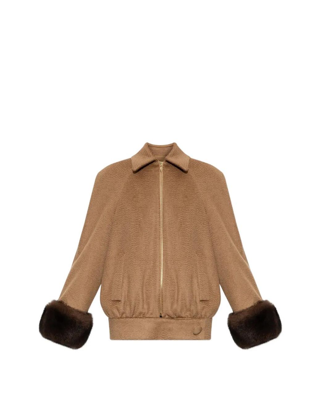 Valentino Garavani Brown Faux-Fur Camel-Hair Jacket