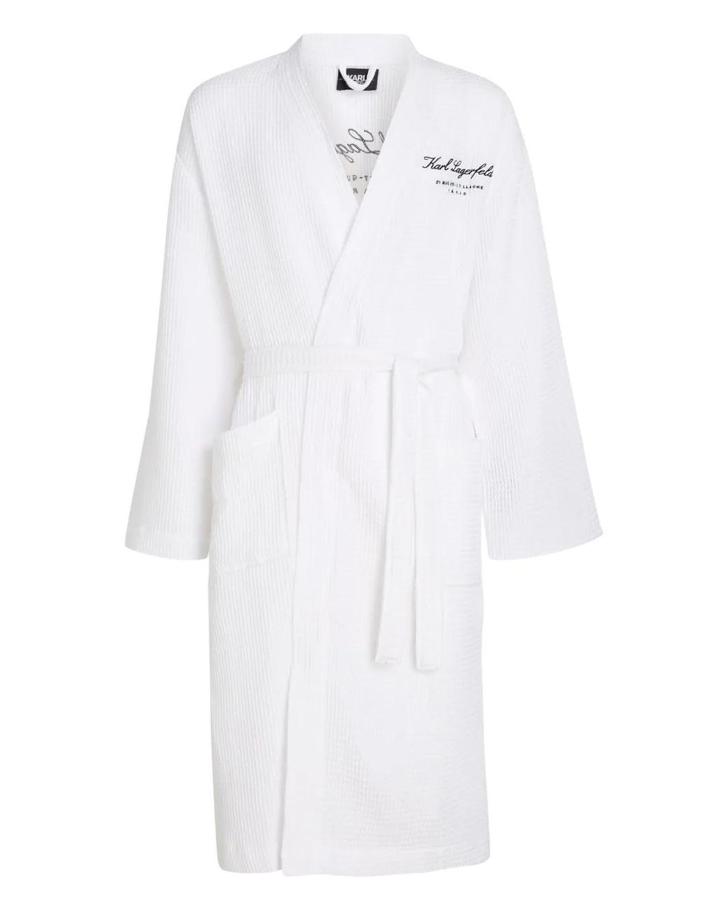 Karl Lagerfeld White Hotel Karl Waffle-Knit Bathrobe