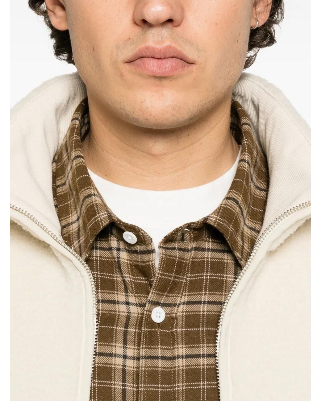 Lacoste Brown Check-Print Logo-Patch Shirt for men