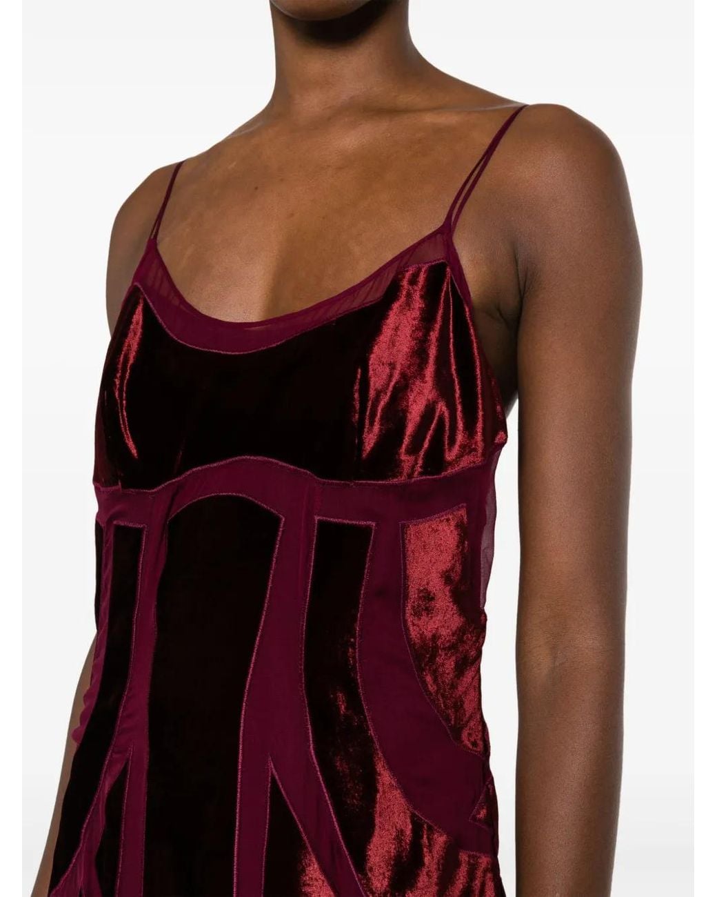 Alberta Ferretti Purple Panelled Sleeveless Velvet Gown