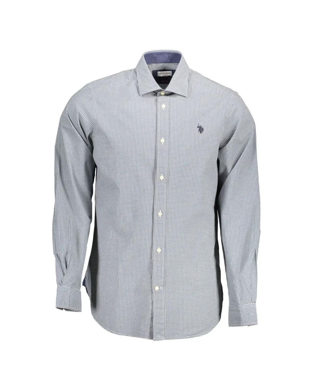 U.S. POLO ASSN. Blue Gingham-Check Long-Sleeved Shirt for men