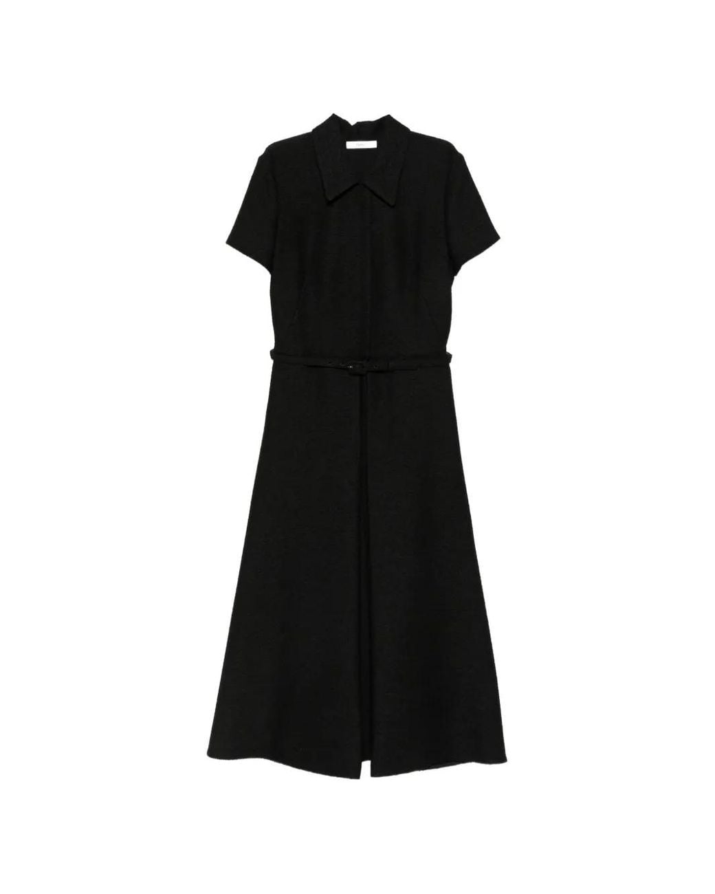 Fendi Black Belted Short-Sleeve Midi Dress
