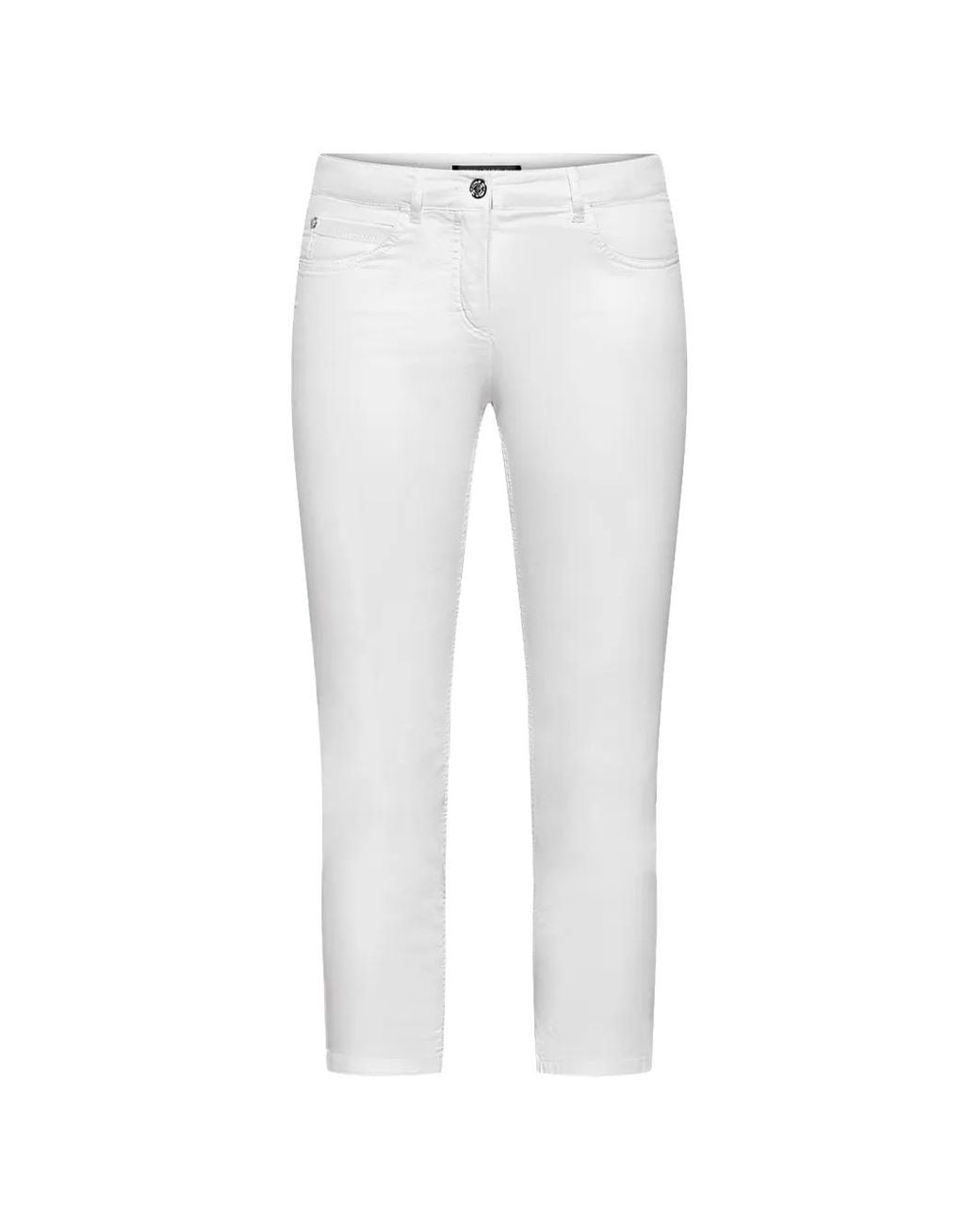 Betty Barclay White Cropped Slim-Fit Trousers