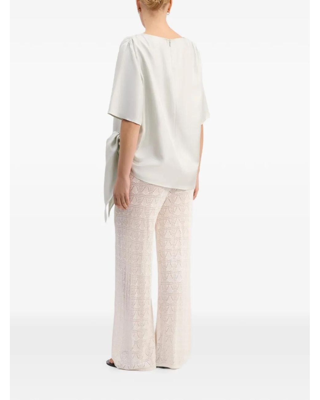 Loulou de Saison White Mano Gathered Knot Silk Top