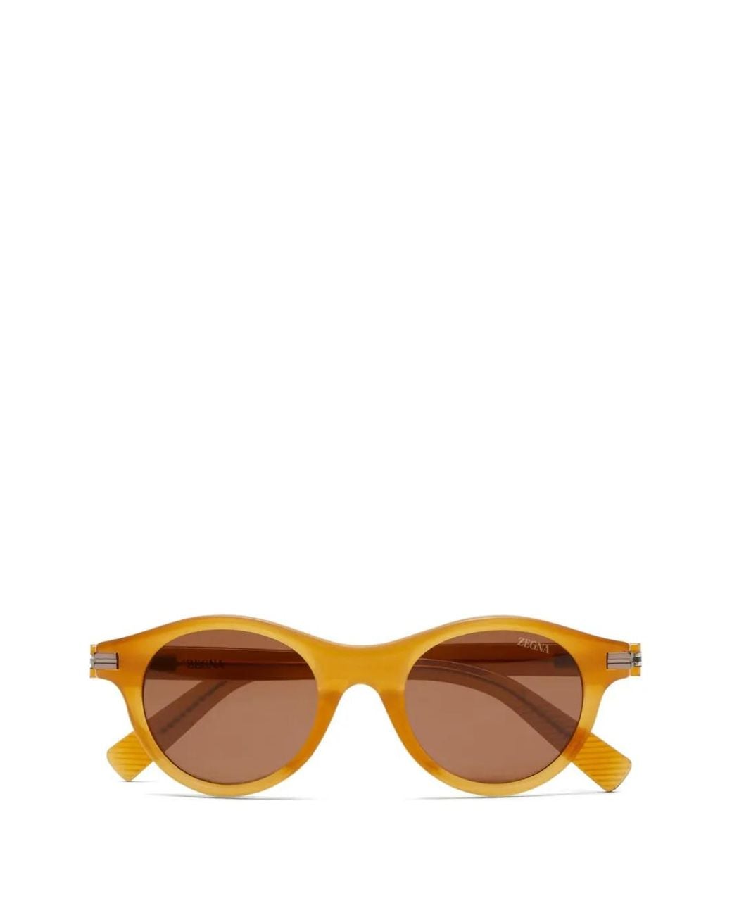Zegna Brown Round-Frame Sunglasses for men