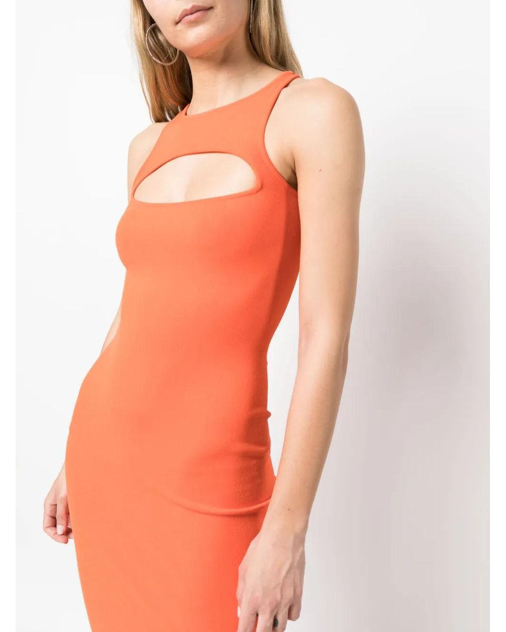 DSquared² Orange Robe Longue En Maille À Découpe