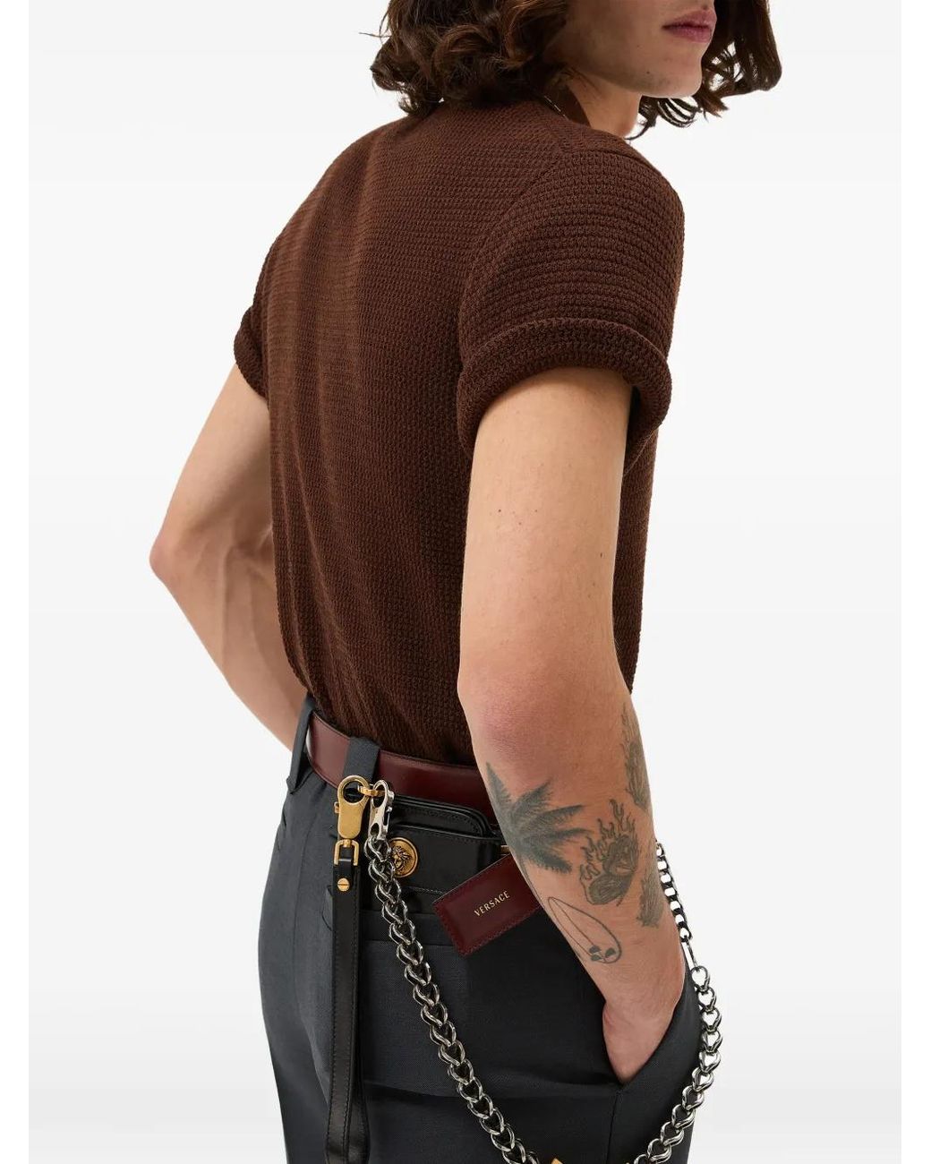 Versace Brown Chemise En Maille for men
