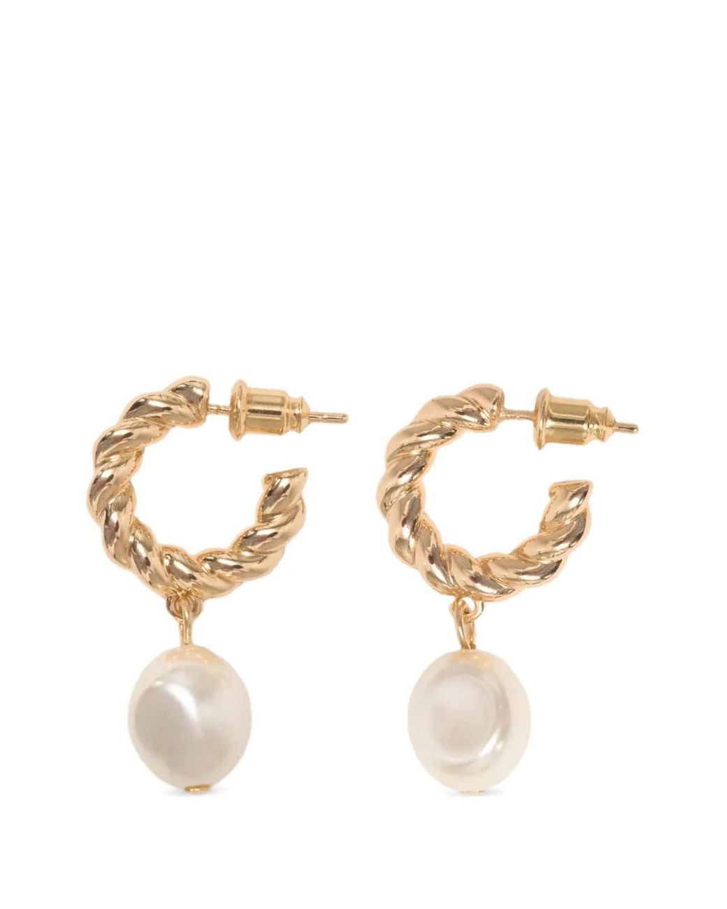 Maje Metallic Twisted Bead Hoop Earrings