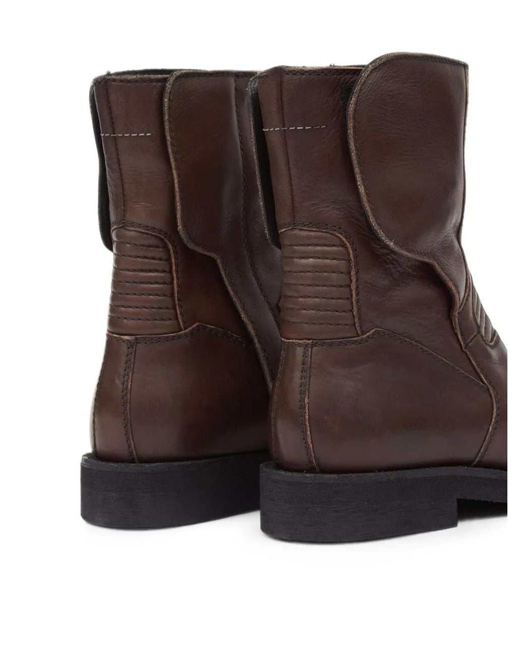 MM6 by Maison Margiela Brown Quilted Leather Ankle Boots