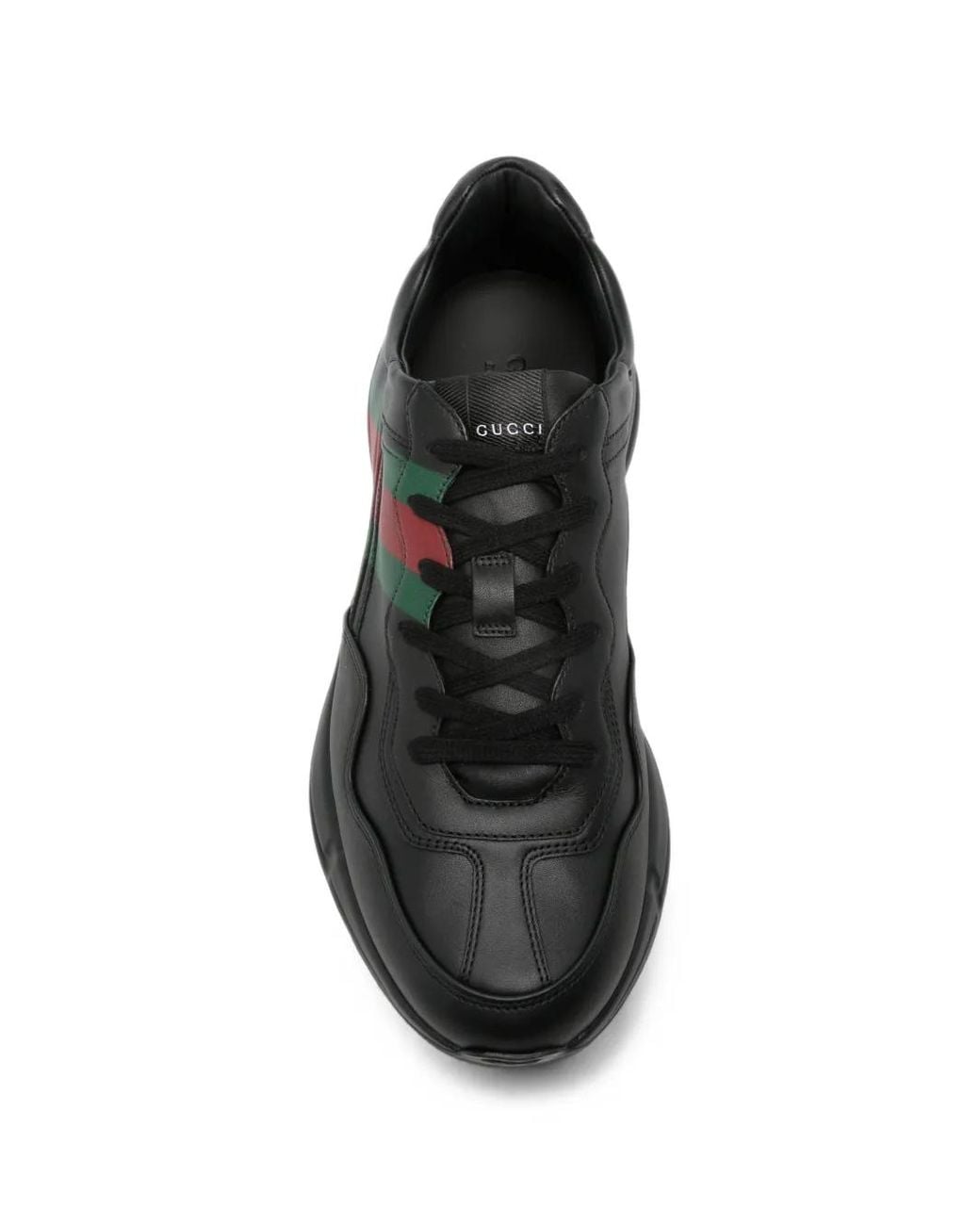 Gucci Black Rhyton Web-Stripe Sneakers for men