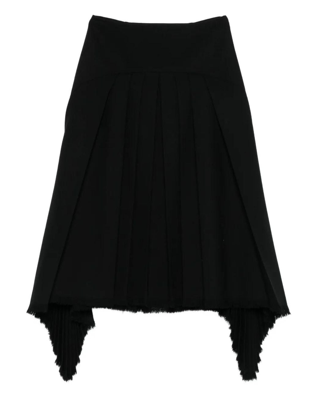 Jil Sander Black Pleated Frayed Skirt