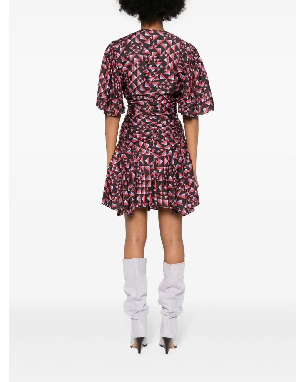 Isabel Marant Red Lienne Ruched Mini Dress