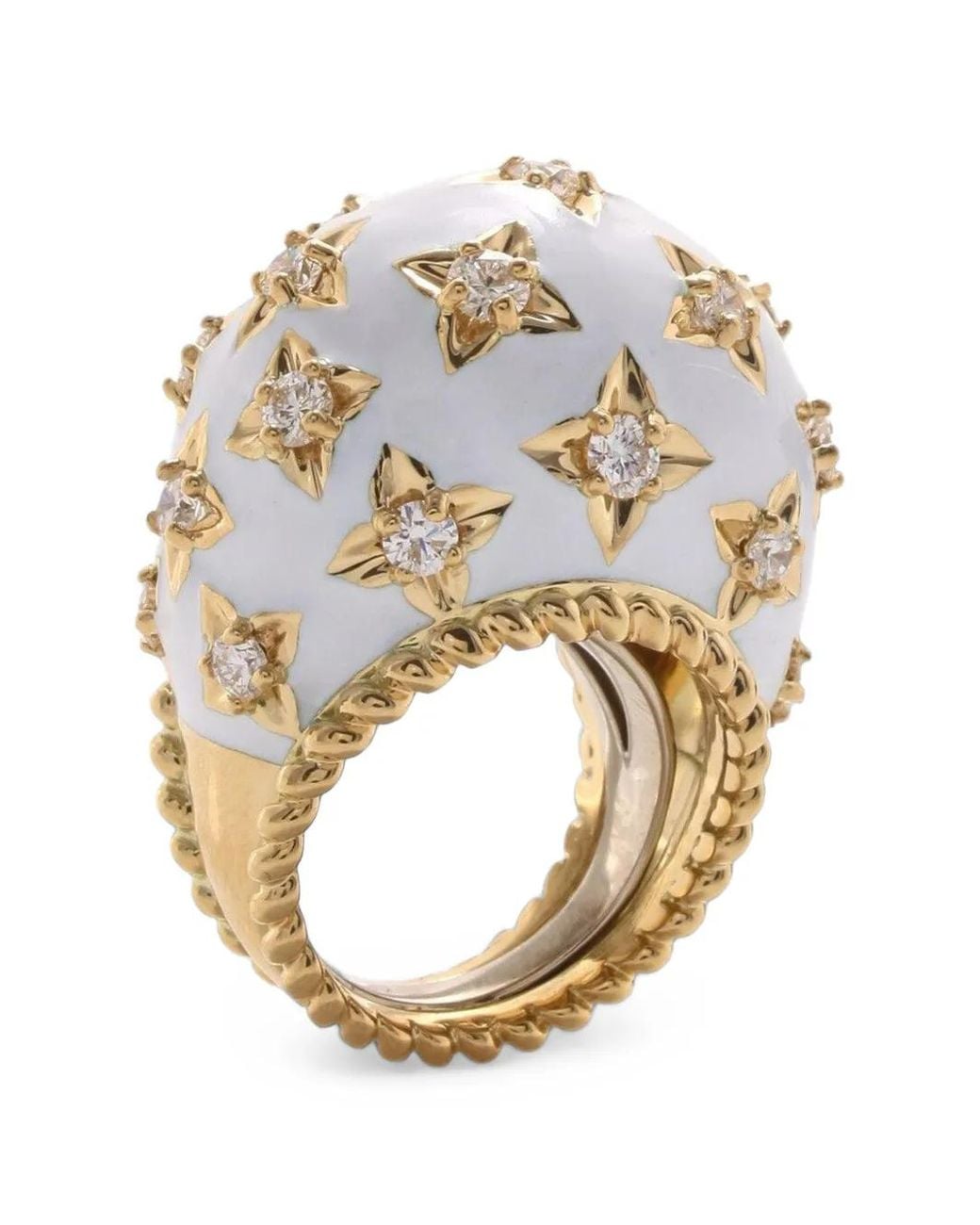 David Webb Metallic Emaillierter Ring Mit Diamant
