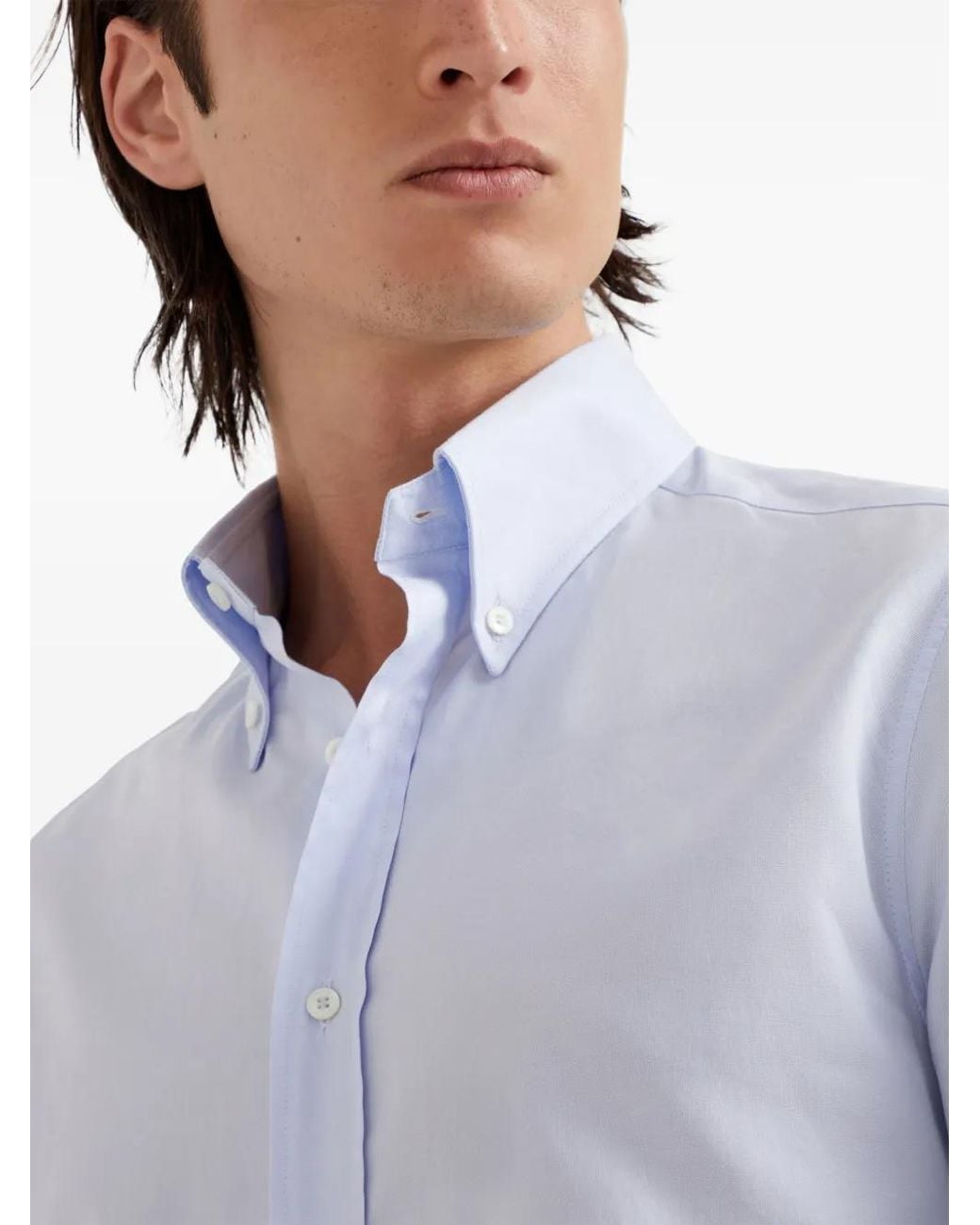 Brunello Cucinelli White Oxford Shirt for men