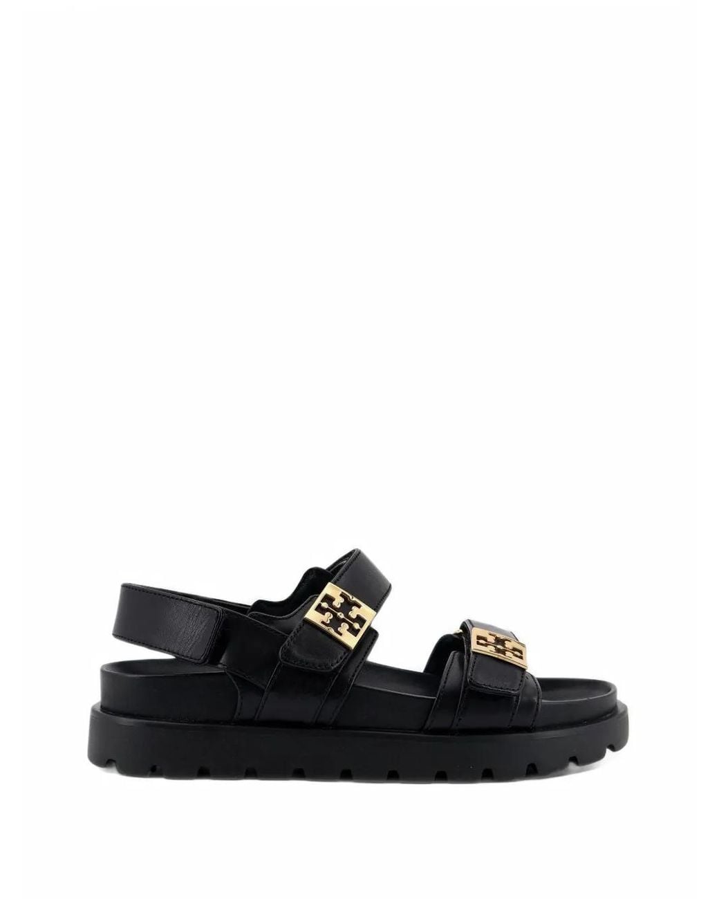 Tory Burch Black Mellow Logo-Plaque Sandals