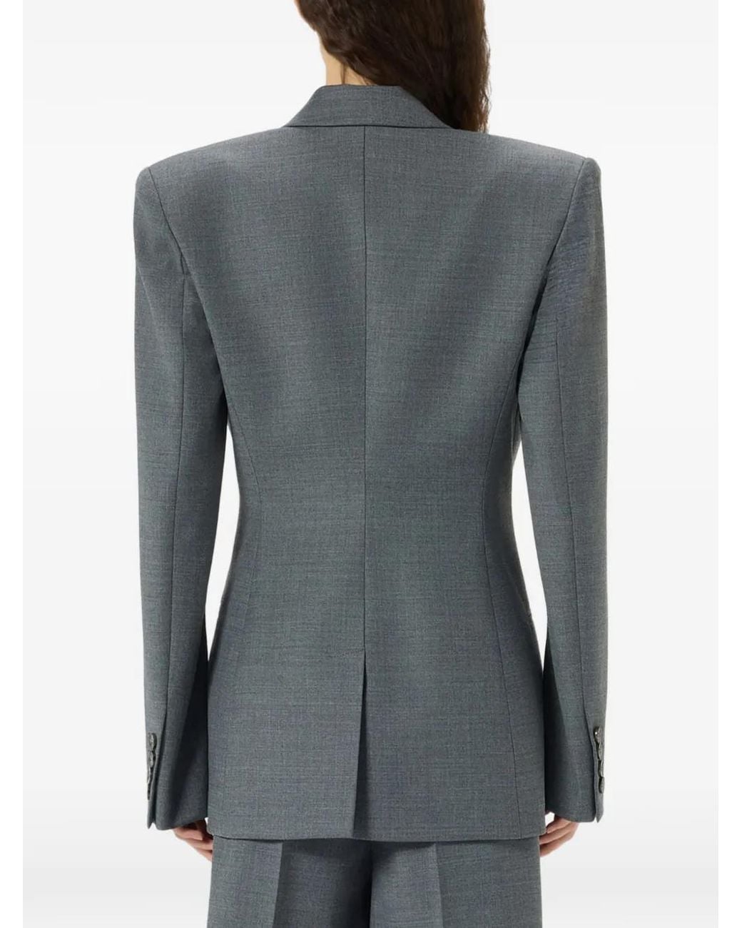 Blumarine Gray Pleated Rose-Embellished Blazer