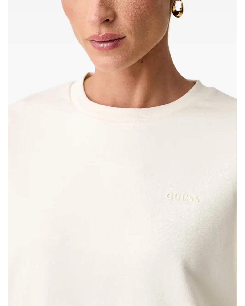 Guess White Sweat À Logo Brodé