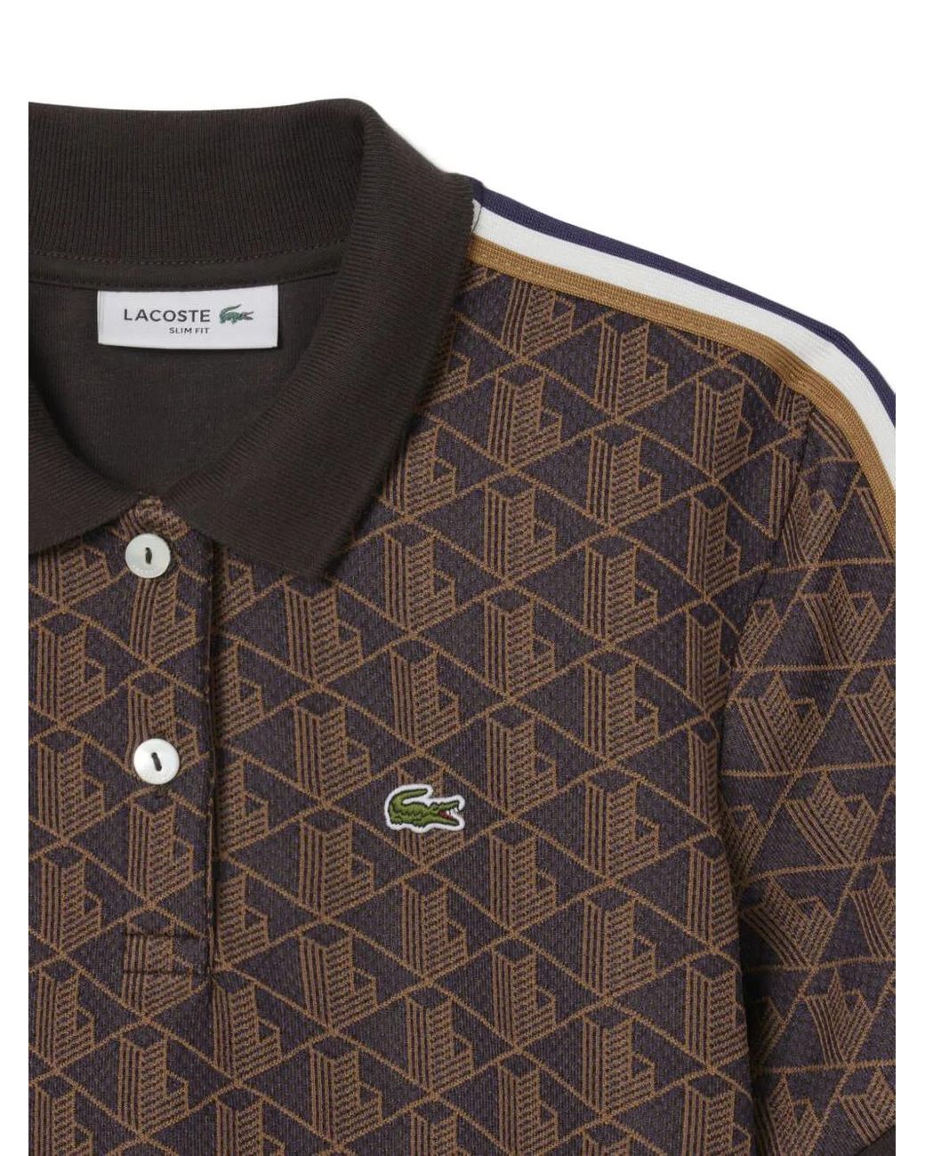 Lacoste Brown Geometric-Pattern Polo Top